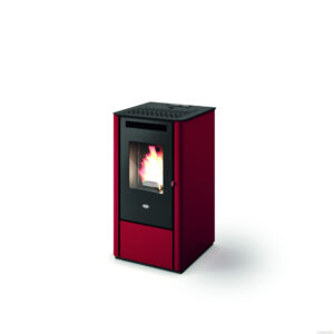Kominek na pellet Eva Calor Thelma 9 kW z nadmuchem — czerwony