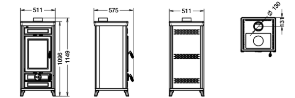 Kominek na drewno 13.2kW Thermorossi Vittoria Evo Easy wymiary