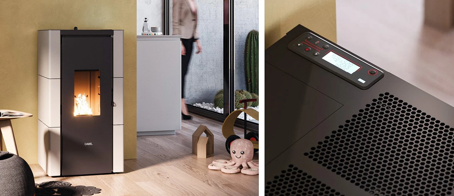 Piecyk na pellet Cristal od Cadel – wersja Air – nadmuch na jedno pomieszczenie