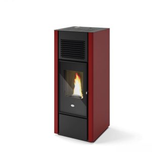 Kominek na pellet Eva Calor Giusy 15 kW z DGP 3 pomieszczenia — czerwony