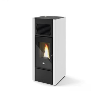 Kominek na pellet Eva Calor Giusy 15 kW z DGP 3 pomieszczenia — biały